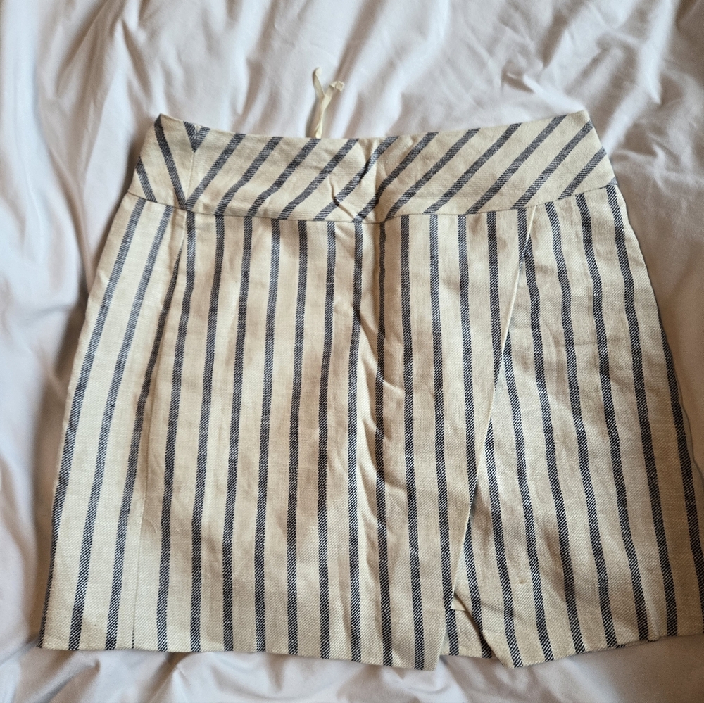J. Crew Cream and Blue Skirt